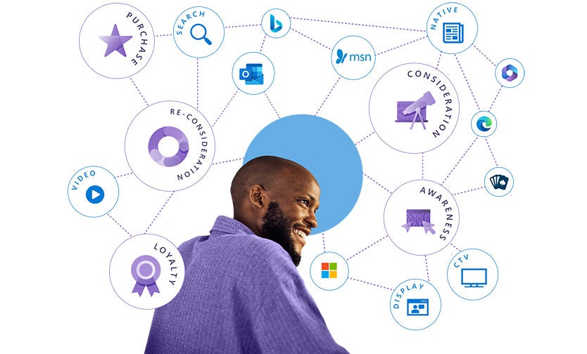A person stands before a vibrant network of interconnected technology icons, symbolizing the vast and intricate web of modern digital connectivity and online interaction.